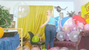 50 Balloons Popped Under My Ass in Tight Levi Jeans hd - mov