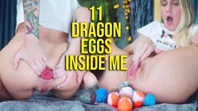 Stretching vaginas with dragon egg toys and butt🍑-fisting