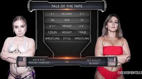 Luring courtesan at girls wrestling action