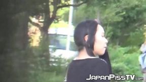 Naughty Japanese girls are emptying their bladders in secluded places