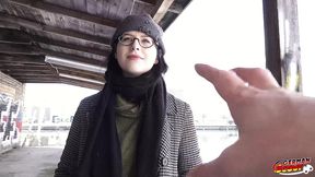 german scout - black hair pawg glasses girl melli venom pick up for first casting fuck in berlin