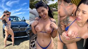 Naughty&#x1F608; Brunette's Seaside Abandoned Kiosk Threesome - Drii Cordeiro