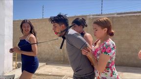 Four Femdom Women Enjoy Toying With Their Submissive Party Pet (high res mp4)