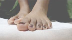 POV of you watching my soles from the floor (rain sound in the background)