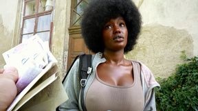 Black ebony chick goes wild on Prague streets, gets nailed by hungry Czech stud