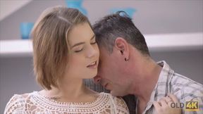 OLD4K. Old wise gentleman with a young beautiful girl.