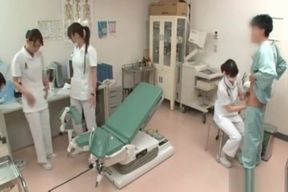 Japanese Nurse Storms Bedroom, Naughty Stockings, Teens and Brunette