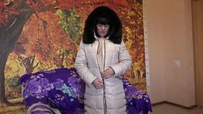 MILF Wears Fur Trimmed Coat, Sucks Big Dildo In Multiple Positions, Amateur Fetish Content
