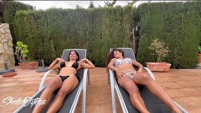 we do lesbian games, and a boy see us doing it, and decide to join with his hard cock to us