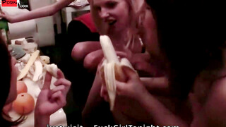 Hot lesbian foursome in the living room1 10