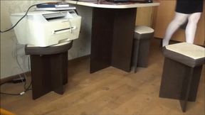 Secretary in White pantyhose