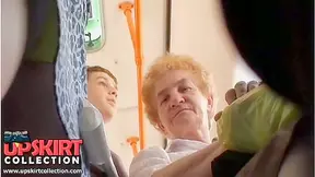 It was a real crowd on the bus but the cameraman still managed record some hot upskirt