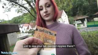 Public Agent Redhead Brit Shows Off Her Pierced Tits Before Basement Fuck Creampie