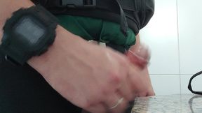 the cop masturbation in the bathroom