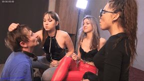 010rjj Three beauties spit in the face of a slave, Spat all over the face and mouth of a schmuck! He doesn't have time to lick the girls' feet) [mp4]
