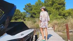 Hot Hairy MILF Pissing on Public Yacht Pier