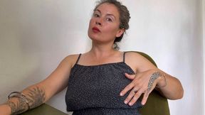 eacher plays with her tits