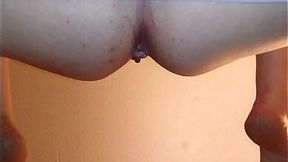 BBW with massive tits takes creampie from below - dripping wet!