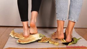 Barefoot Eggplant Crush - Food Squish - HD MP4