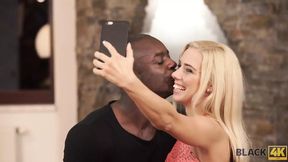BLACK4K - The wettest selfie ever! Busty brunette takes selfie, gets fingered, receives creampie