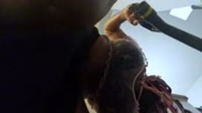 Teenie Clinging onto Giantess ankle as she Vacuums POV 4k smaller
