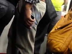 Str8 security guy bulge in metro
