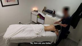 Petite Japanese girl seduced during massage, then fucked twice