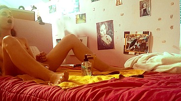 Ariel Ortiz's husband has gone to work, so Ariel Ortiz has sex via video call with her lover