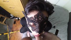 Cumshot with Black LaceMask
