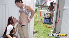 Sexy - Sophia Steele Gives Peter Green A Public Blowjob While Bum Walks