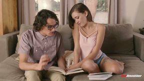 Curious Riley May fucks her boyfriend's nerdy identical twin