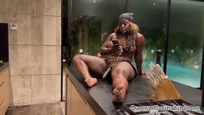 Hardcore Ebony Pegging in the Kitchen