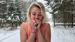 Mia Hard Shivering on the Snow, Goosebumps all Over the Skin, Shivering Girl, Frozen Girl