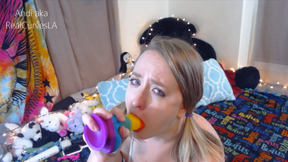 ANDI DILDO SUCK - GAGGING AND TEARS