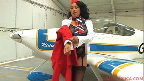 Hot Flight Attendant Satisfies Passengers Needs