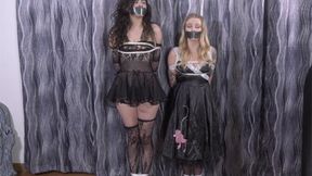 Nikki Slick and Paris White Stand Bound and Gagged and Fully Costumed! 4K Video Version