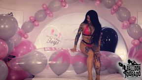Cleo pops a lot of grey and pink balloons with her Fingernails and High Heels Part 1 HD Version