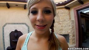 Pretty teen Chastity Lynn gets her butt cheeks stretched and later gives a great blowjob
