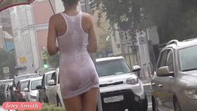 Naughty&#x1F608; Jenny Smith flaunts her flawless figure in a sheer white dress, exposed for all to see