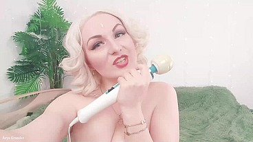 Pussy Vibrator Clit Play With Magic Wand and Anal Plug (Arya Grander) sexy blonde MILF POV