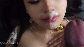 Her Sweet Asian Face Looks Sexy Covered in Cumshots