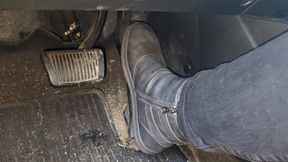 Playing With the Gas Pedal in Flat Ankle Boots