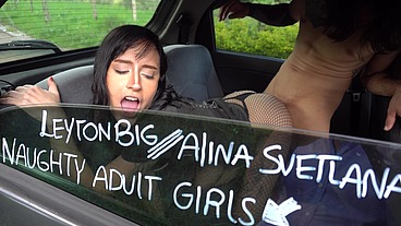 My first porn scene fucking with a big dick in a car