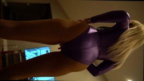 Shiny Purple Leohex Spandex Leotard