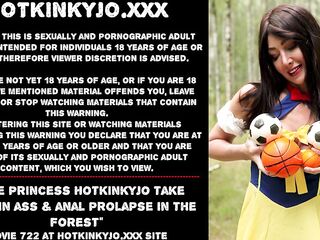 Cute princess Hotkinkyjo take balls in butt & anal prolapse in the forest