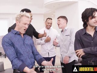 ACCIDENTAL TEAM FUCK - Wild Group sex With Hawt Breasty Stripper Kitana Montana SPANISH SUBTITLES