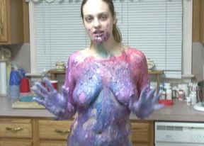 Danni is covered in cream