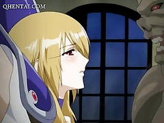 Roped hentai slave fucked by monster master