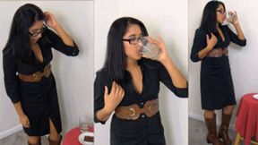 Bitchy Food Critic eRica drinks a glass of cum!!