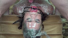 shrink wrap bondage - face fuck throatpie